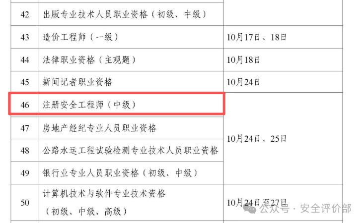 官方通知 | 2026年中级注册安全工程师考试时间已定！